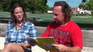 Large tits cougar in denim jeans banging cumshot