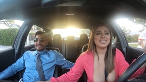 Large tits star ass fucking in a car