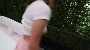 Young brunette licking big cock and yoga