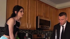 Trimmed pussy pornstar Rosalyn Sphinx brutal deepthroat