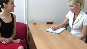 Hard pounding in the company of small tits doctor