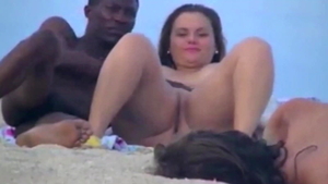 Interracial banging on vacation together with blonde haired