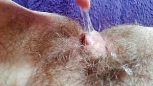 Wet pussy & hairy girl close up got slammed hard