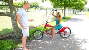 Shaved Ally Berry reverse cowgirl scene