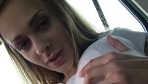 Public Agent: Cock sucking in car petite czech